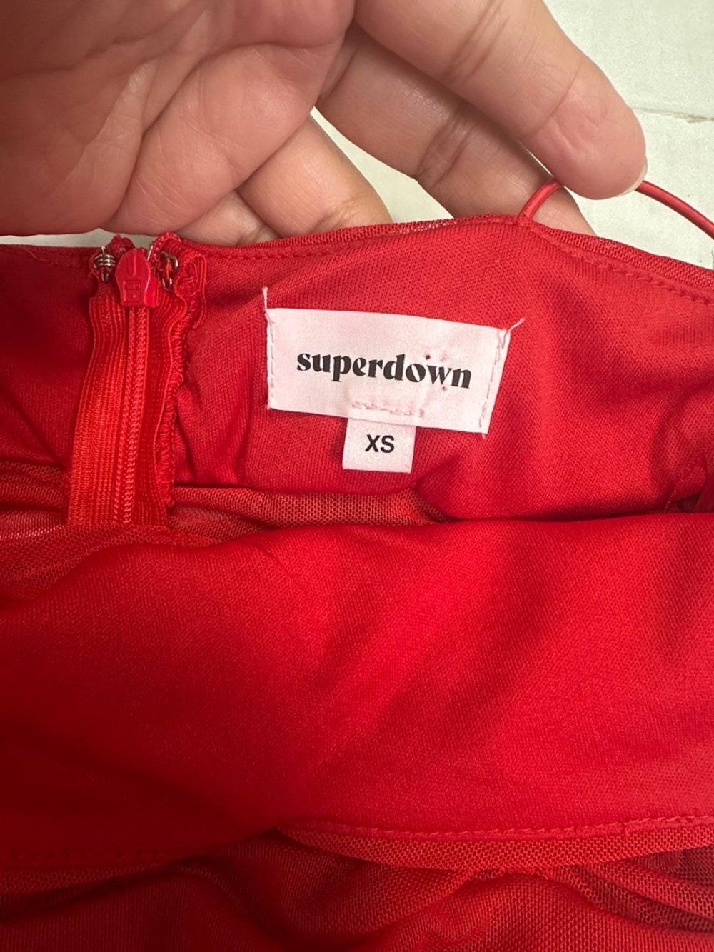Revolve Superdown Kambella Red Mini Dress Ruched Bodycon Mesh Womens Size XS - Picture 6 of 11